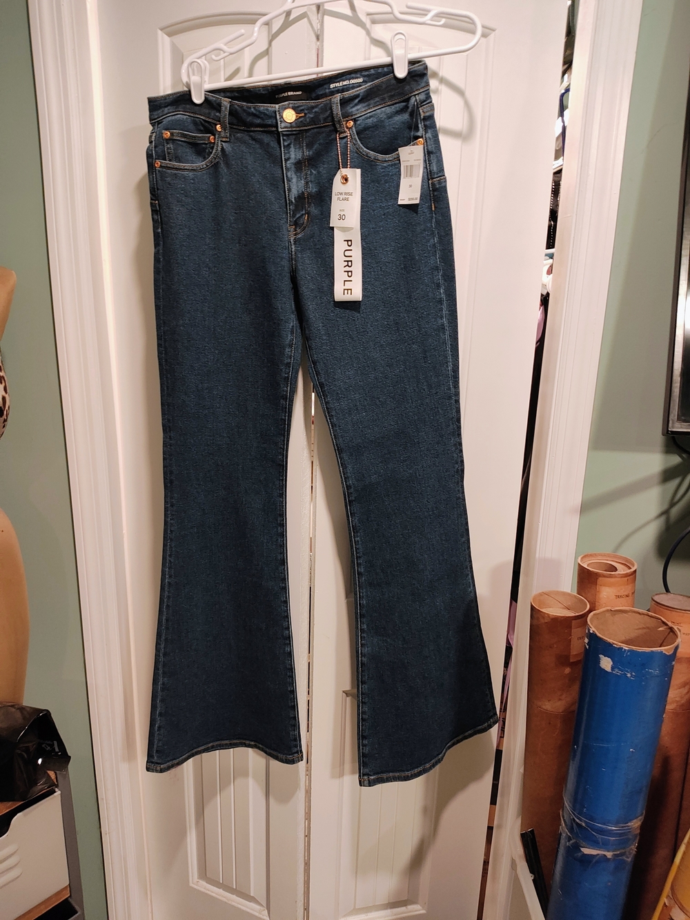 High-Rise Dark Blue Flare Jeans - Women's Wide Leg